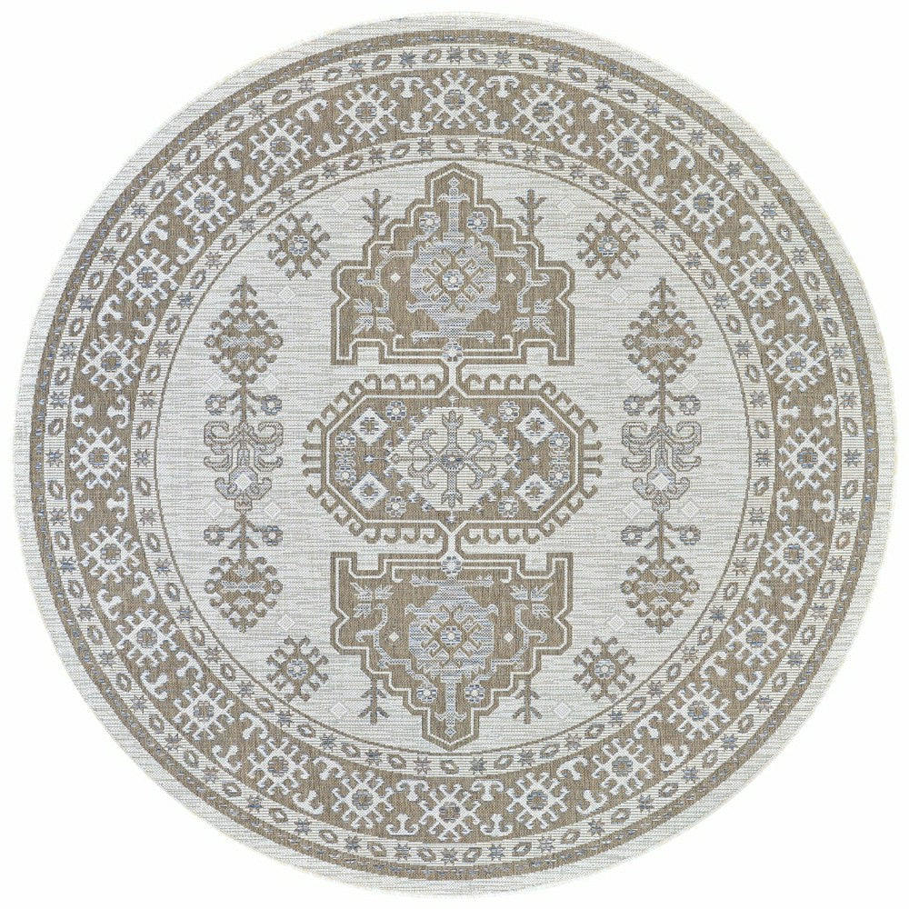 Plow & Hearth Charm Woodburn Ivory-Sand Indoor/Outdoor Area Rug