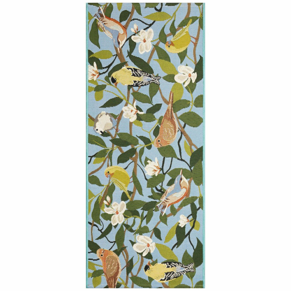 Plow & Hearth Floral Finches Indoor/Outdoor Rug