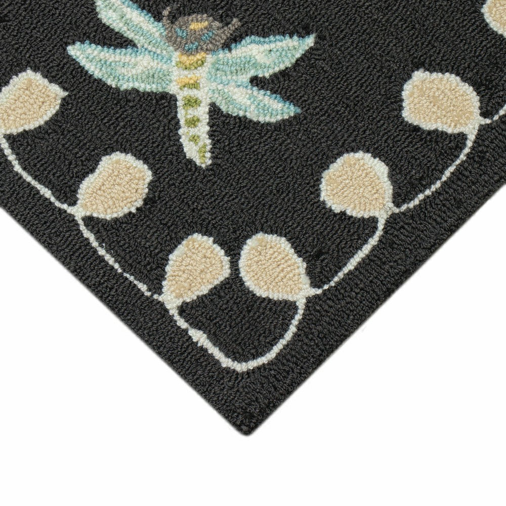 Plow & Hearth Liora Manne Frontporch Dragonfly Indoor/Outdoor Mat Midnight 2' x 3'