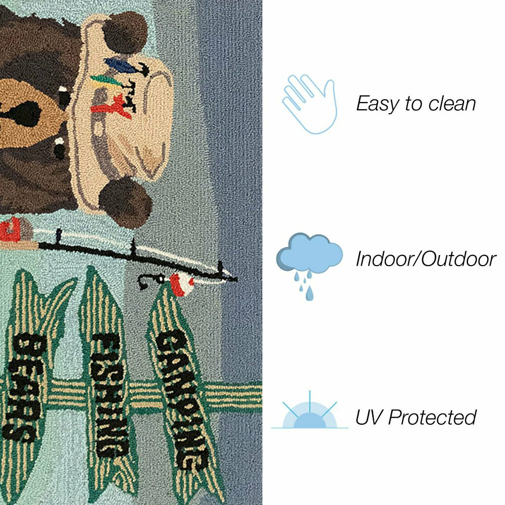 Plow & Hearth Fishing Bears Indoor/Outdoor Rug