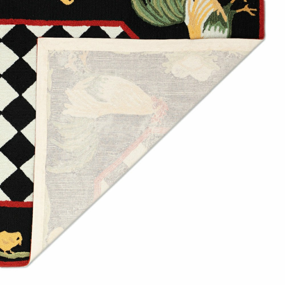 Plow & Hearth Rooster & Chick Border Indoor/Outdoor Rug