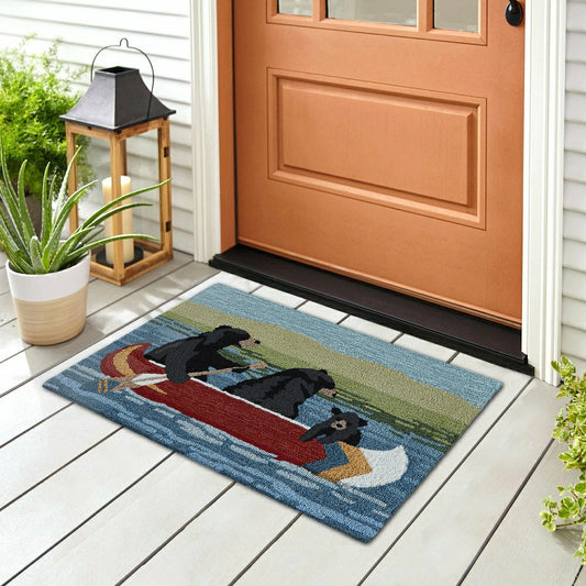 Plow & Hearth Liora Manne Frontporch Are We Bear Yet? Indoor/Outdoor Mat Lake 2' x 3