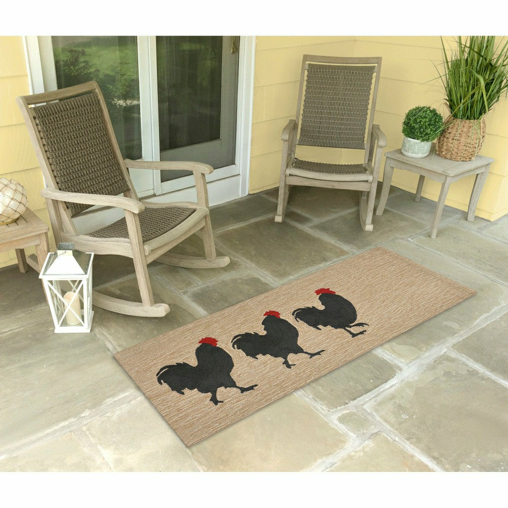 Plow & Hearth Strutting Roosters Indoor/Outdoor Rug