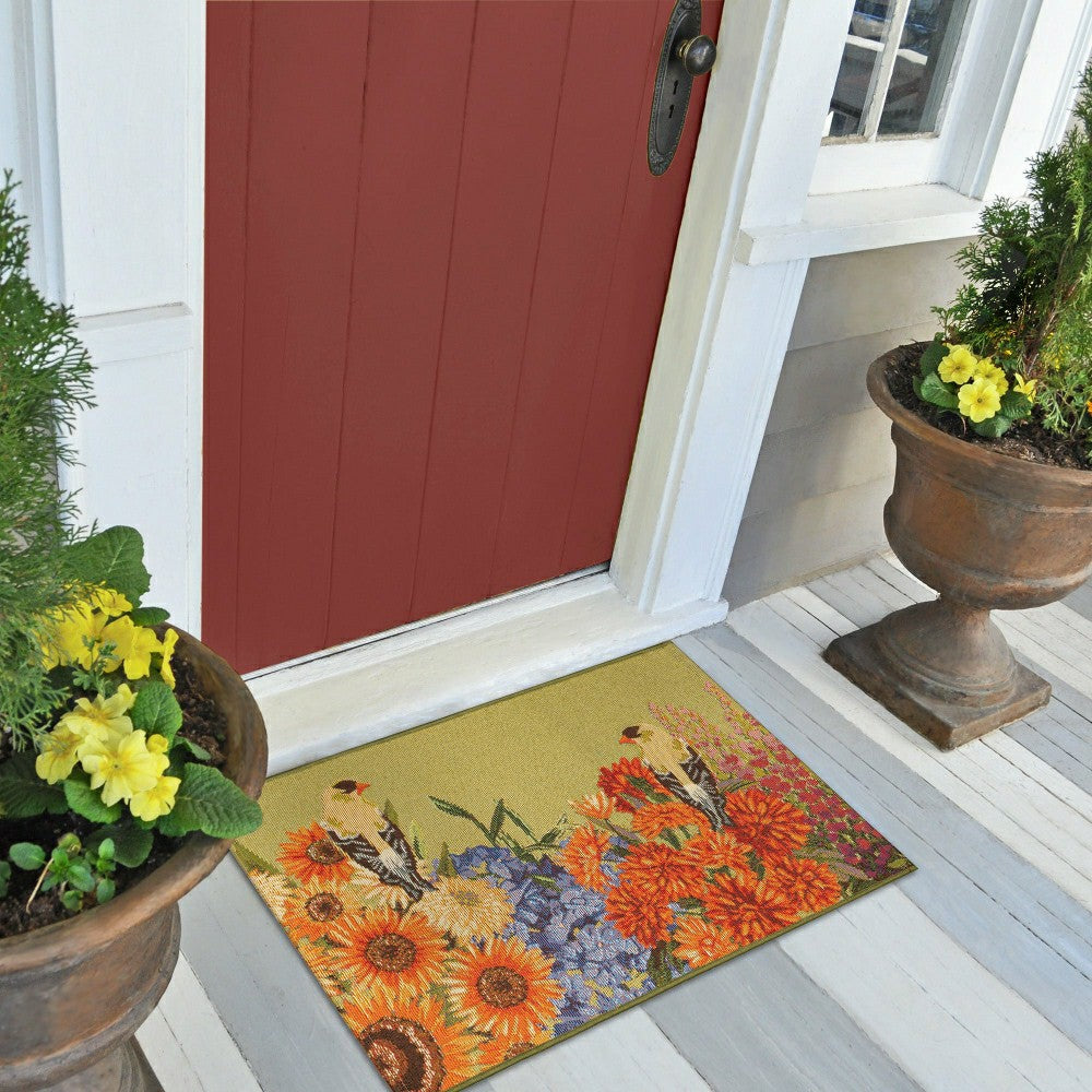 Plow & Hearth Garden Birds Indoor/Outdoor Rug