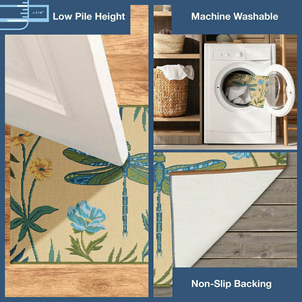 Plow & Hearth Floral Dragonfly Indoor/Outdoor Rug