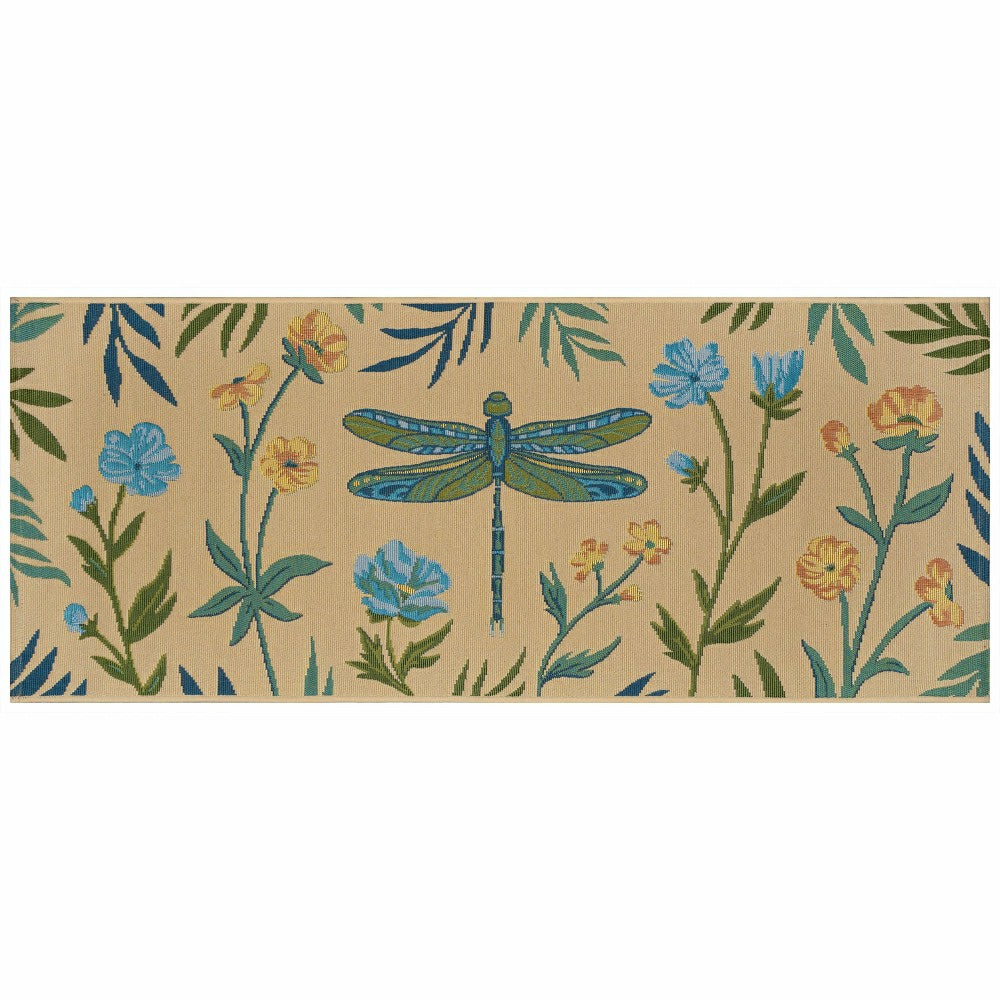 Plow & Hearth Floral Dragonfly Indoor/Outdoor Rug