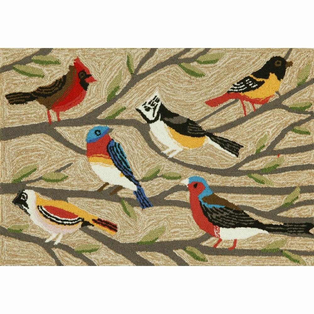 Plow & Hearth Liora Manne Frontporch Birds Indoor/Outdoor Mat Multi 2' x 3'