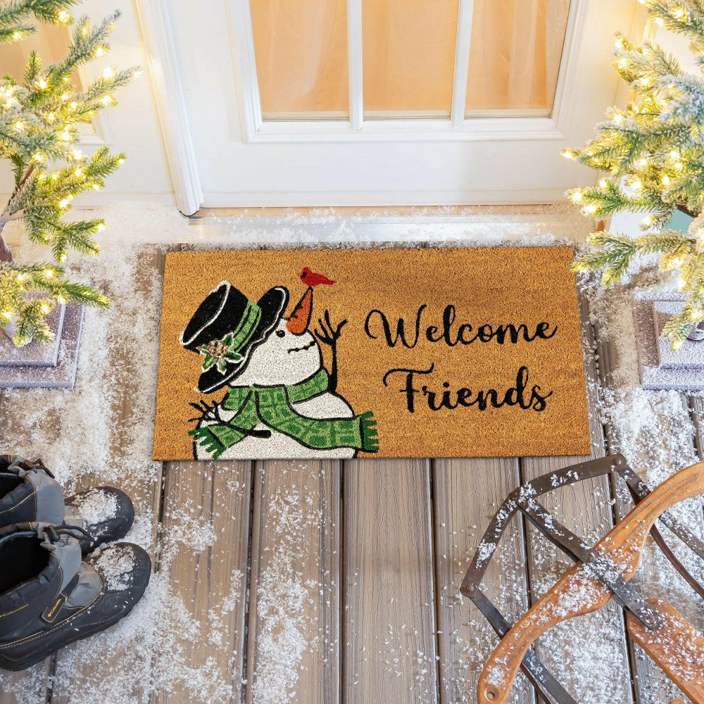 Plow & Hearth Snowman and Chickadee Coir Mat Coir Mat