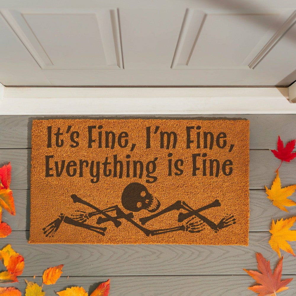 Plow & Hearth HALLOWEEN Coir Mat, "It's Fine,I'm Fine,Everything is fine",28"x16"