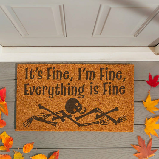 Plow & Hearth HALLOWEEN Coir Mat, "It's Fine,I'm Fine,Everything is fine",28"x16"