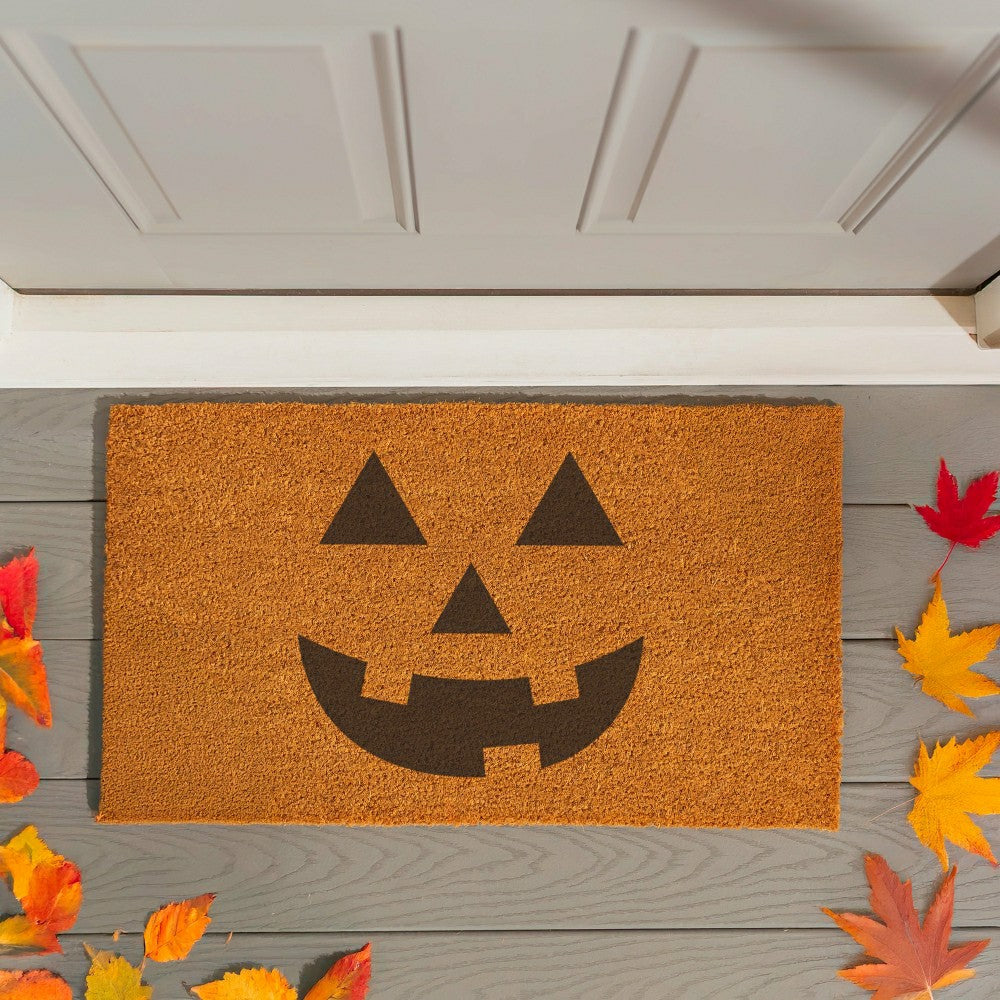 Plow & Hearth HALLOWEEN Smile Coir Mat, 28"x16"