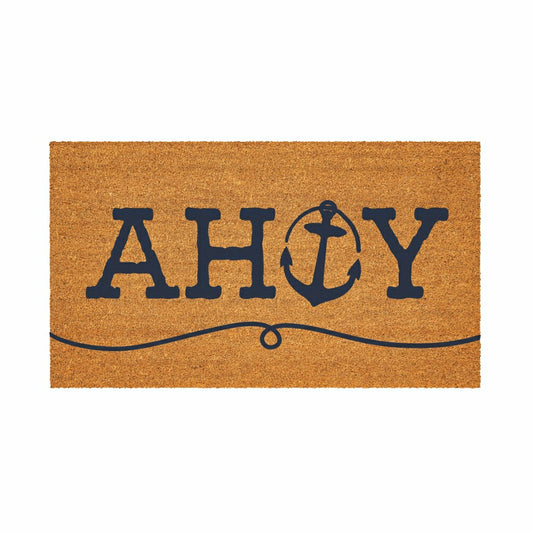 Plow & Hearth Coastal Coir Mat Ahoy Anchor 28x16"