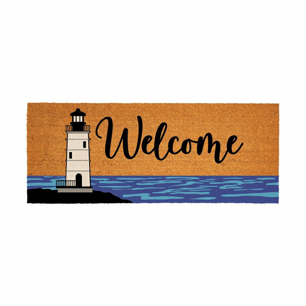 Plow & Hearth Coastal Coir Mat Welcome Lighthouse 60x24"