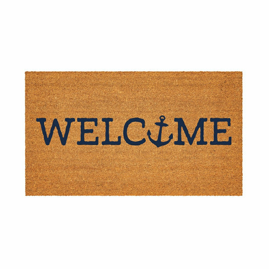 Plow & Hearth Coastal Coir Mat Welcome Anchor 28x16"