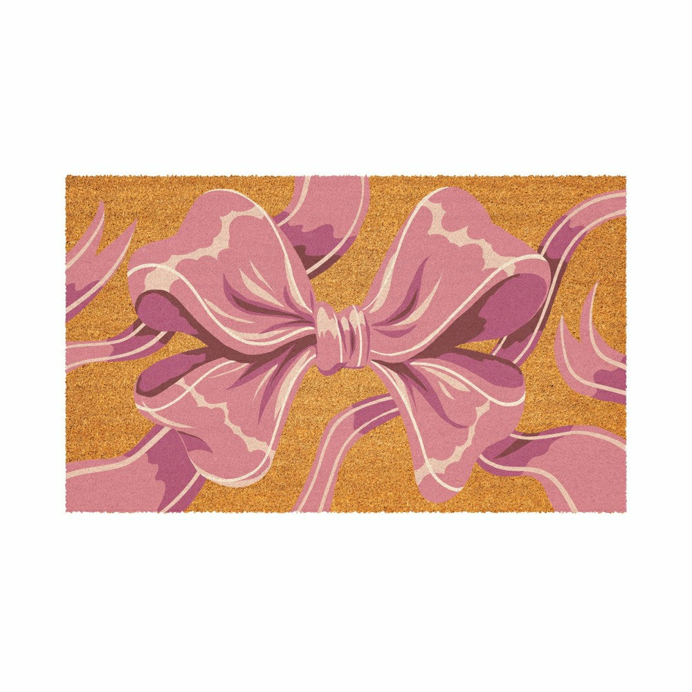 Plow & Hearth Bunny Blooms Bright Bow, Coir Mat 30"x18"