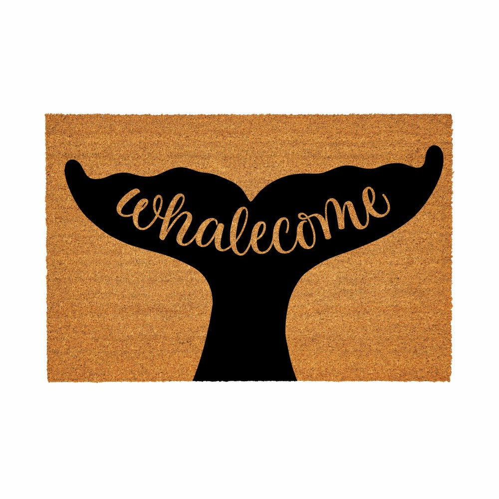 Plow & Hearth Coastal Coir Mat Welcome Whale 36x24"