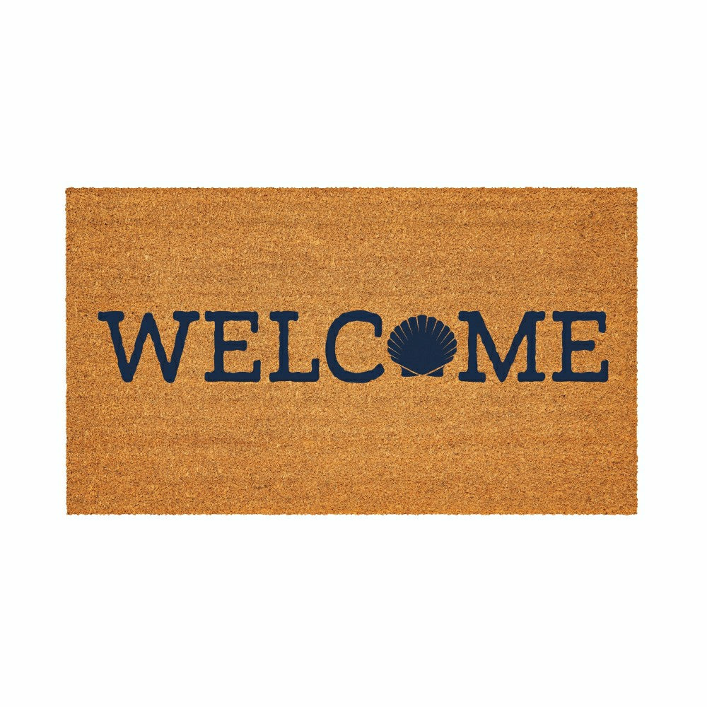 Plow & Hearth Coastal Coir Mat Welcome Shell 28x16"