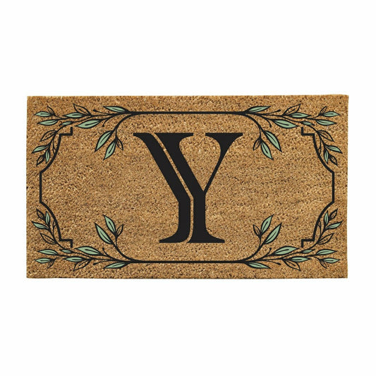 Plow & Hearth Monogram Coir Mat, Letter "Y"