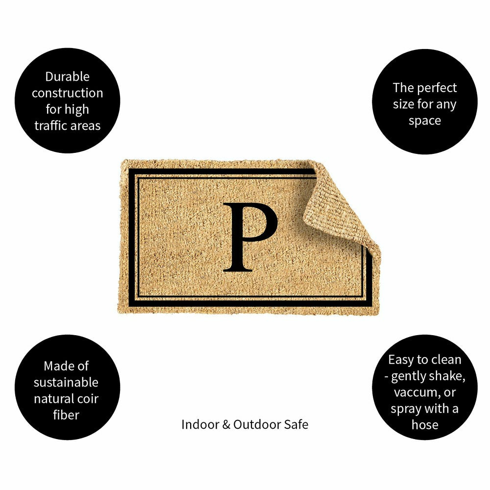 Plow & Hearth Monogram Coir Mat, Letter "P"