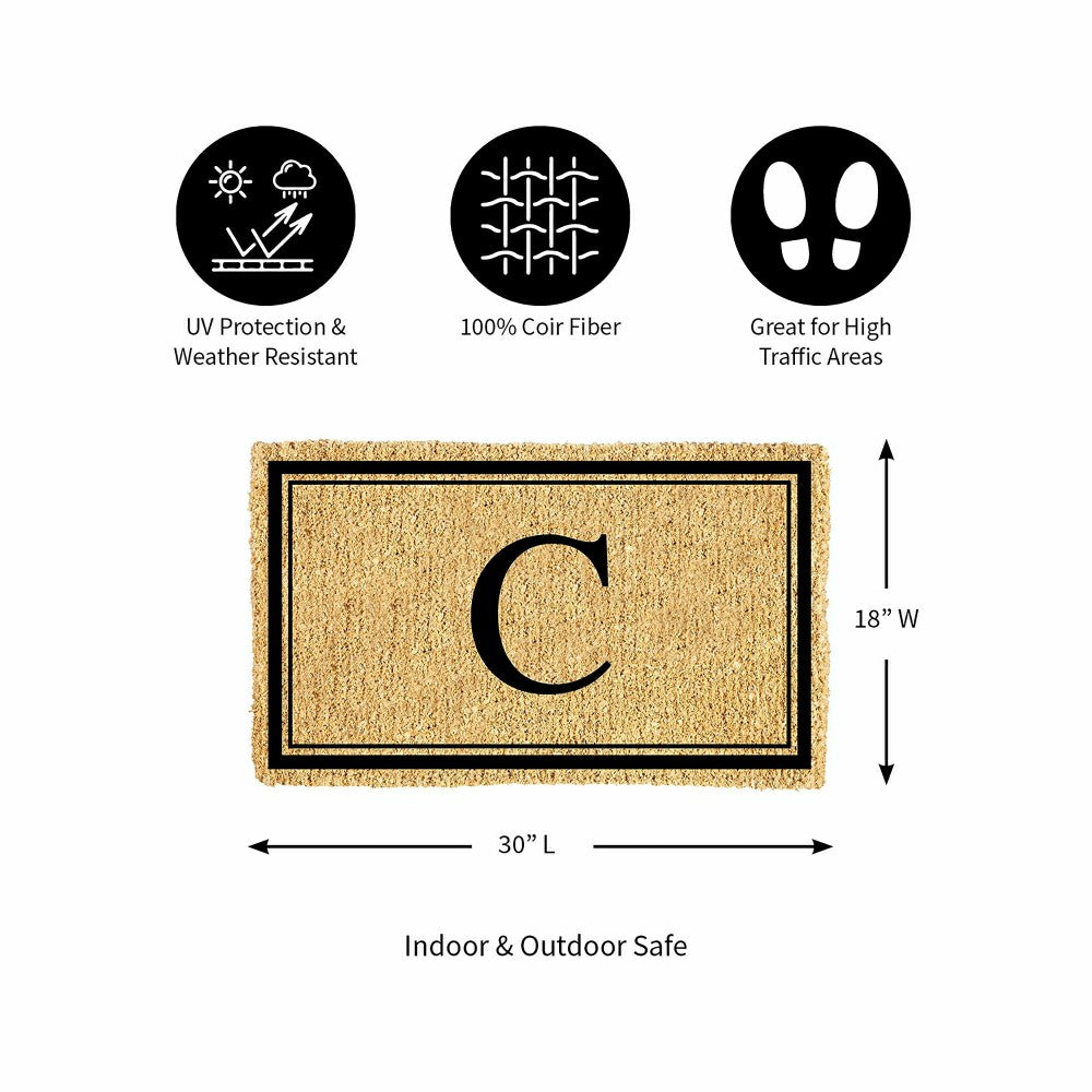 Plow & Hearth Monogram Coir Mat, Letter "C"