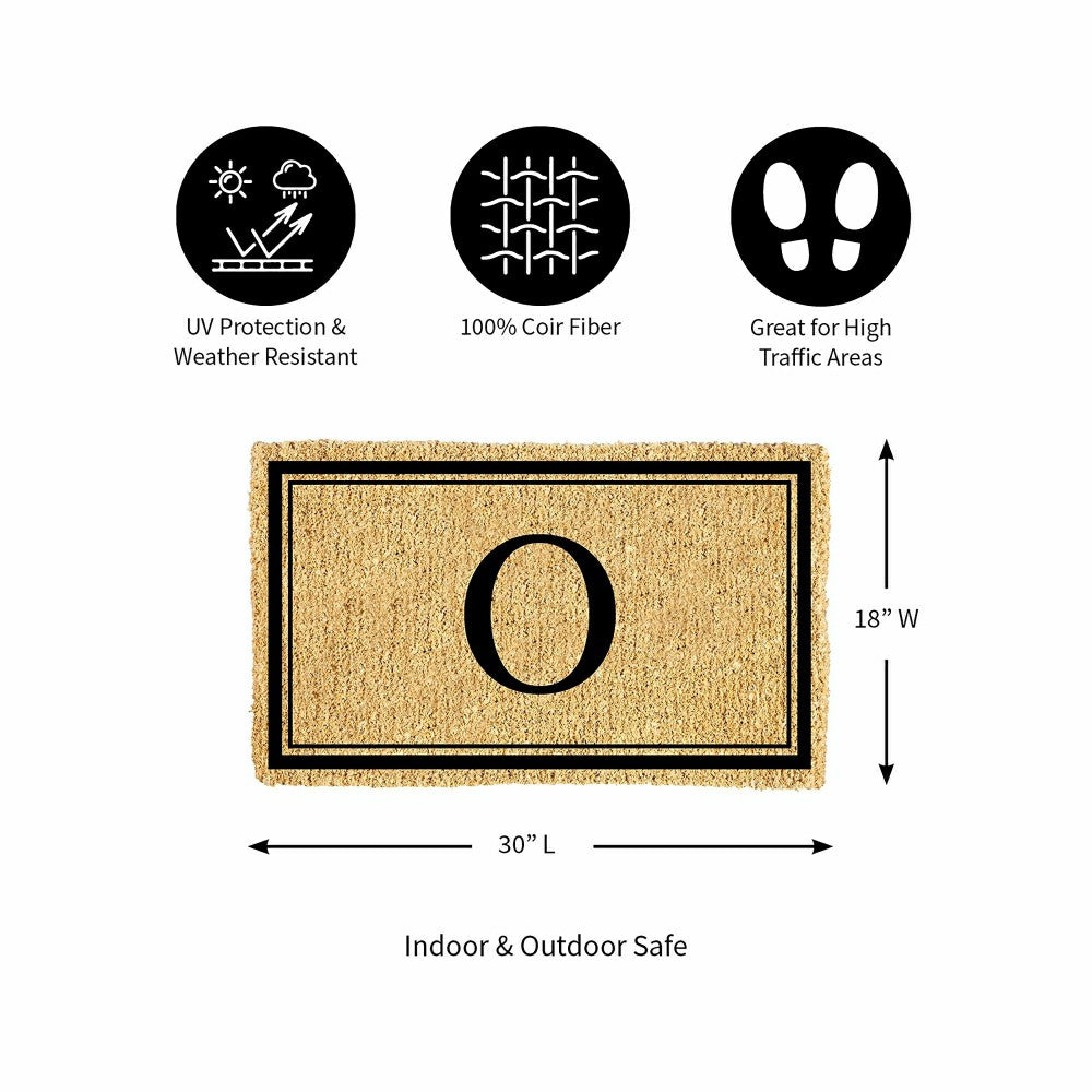 Plow & Hearth Monogram Coir Mat, Letter "O"