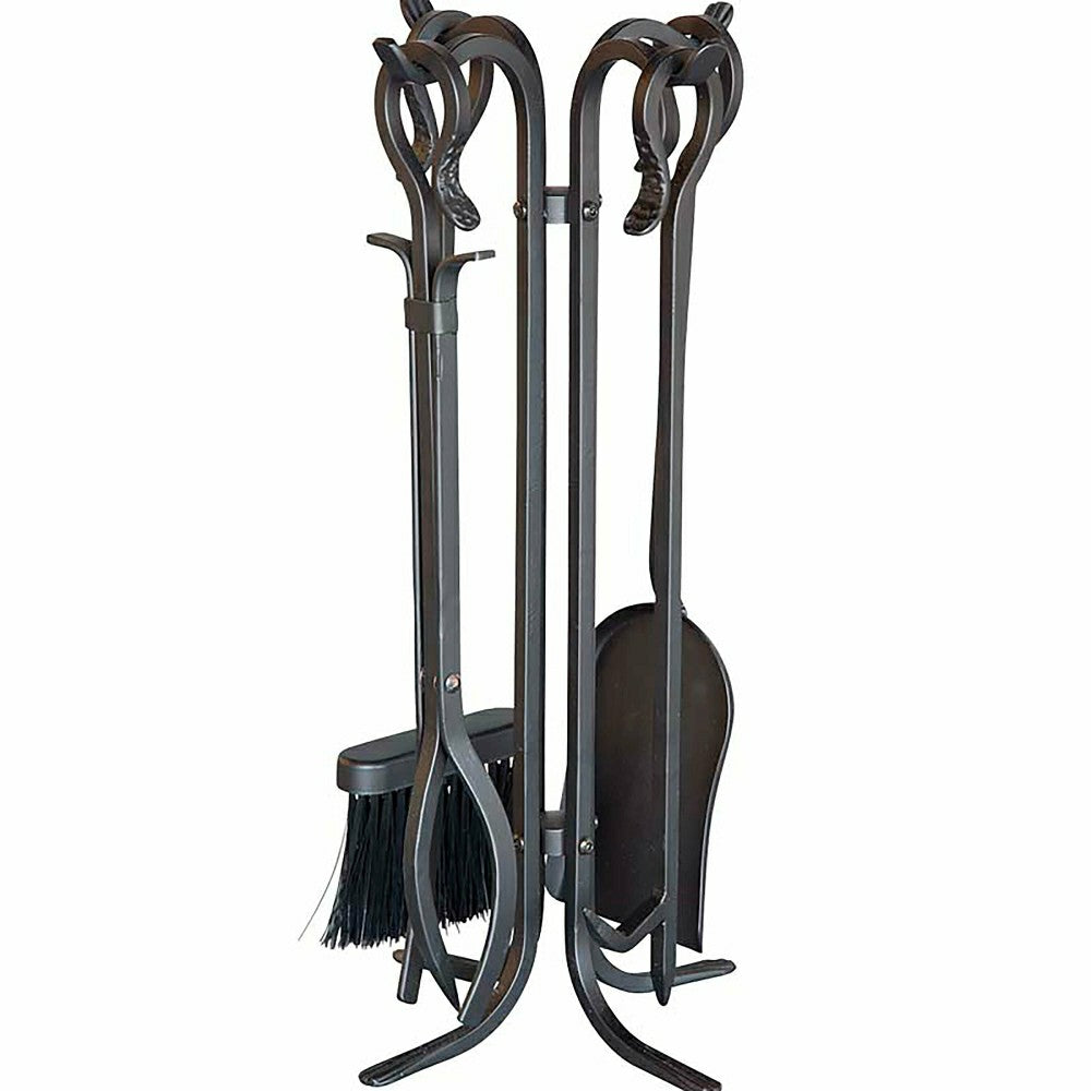 Plow & Hearth Compact Size Hand-Forged Fireplace Tool Set