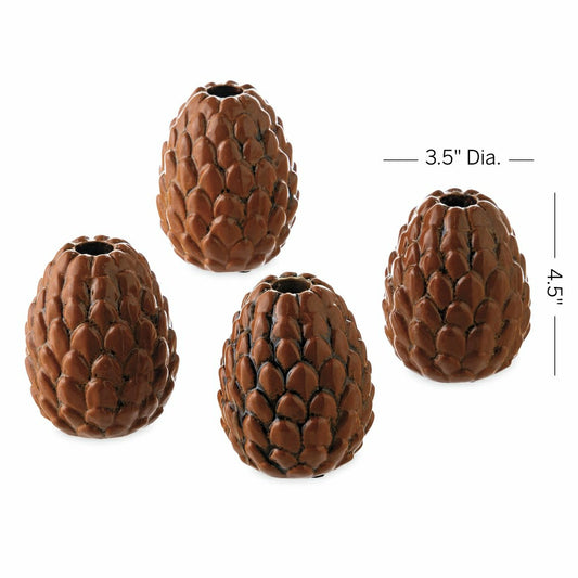 Plow & Hearth Pinecone Candle Holder, Set of 4