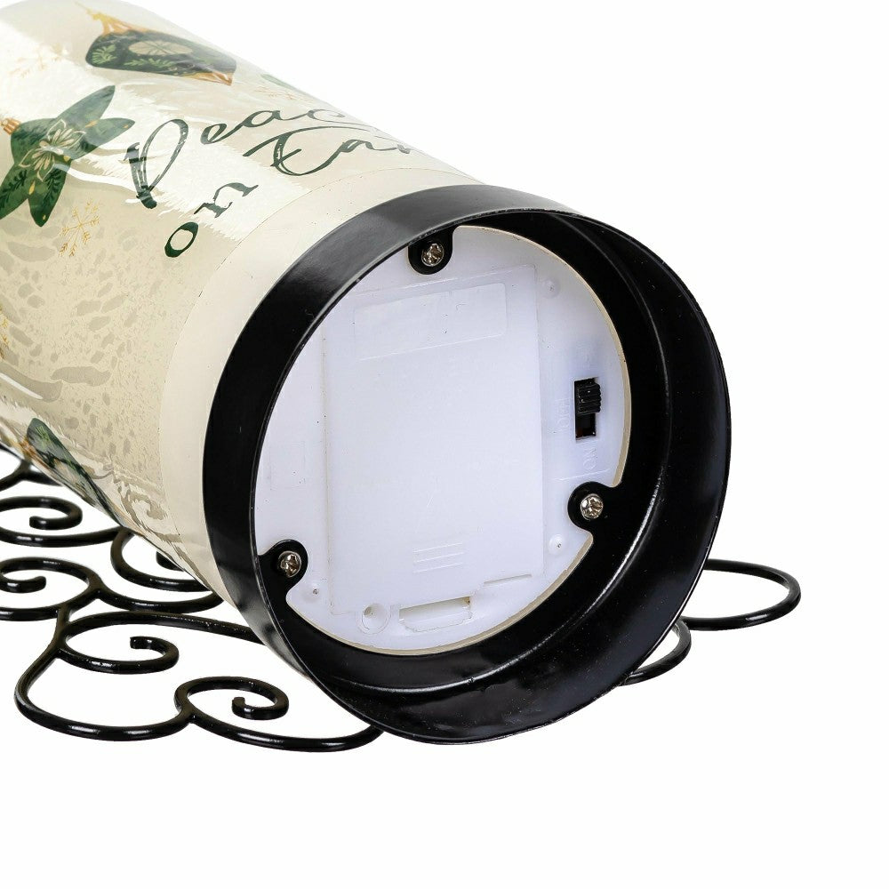 Plow & Hearth Shades of Emerald LED Table Decor Wax Flicker Light Candle with Metal