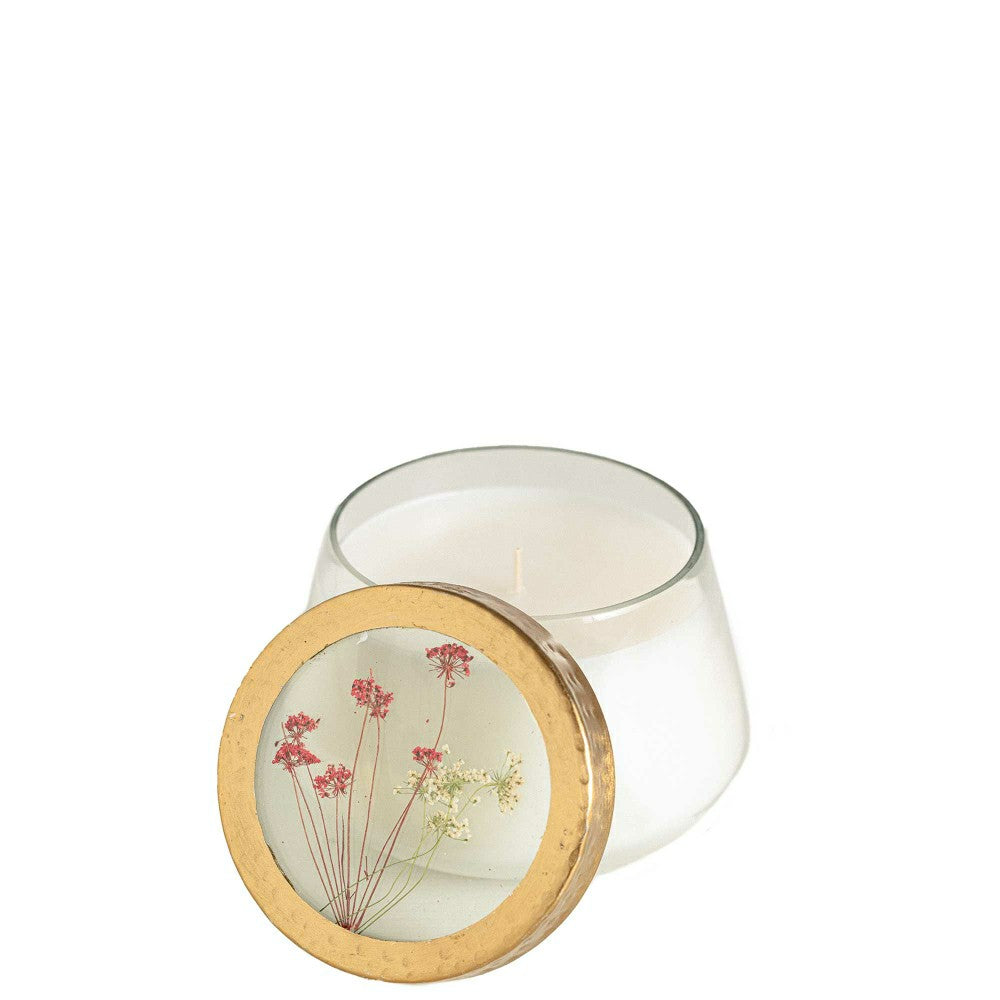 Plow & Hearth Spicy Apple Medium Pressed Floral Candle