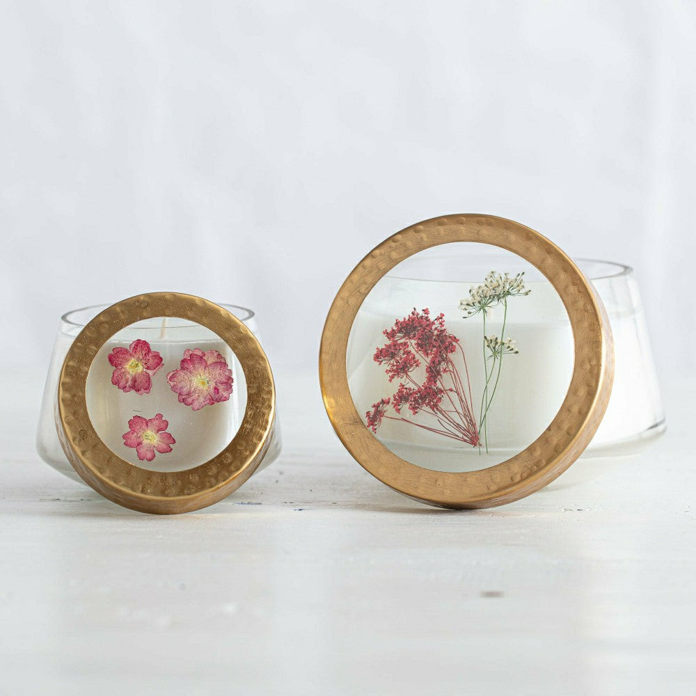 Plow & Hearth Spicy Apple Medium Pressed Floral Candle