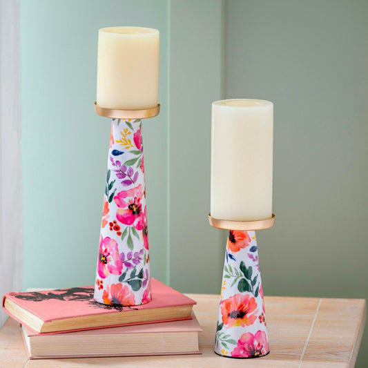 Plow & Hearth Pastels of Nature Metal Candle Holder Set