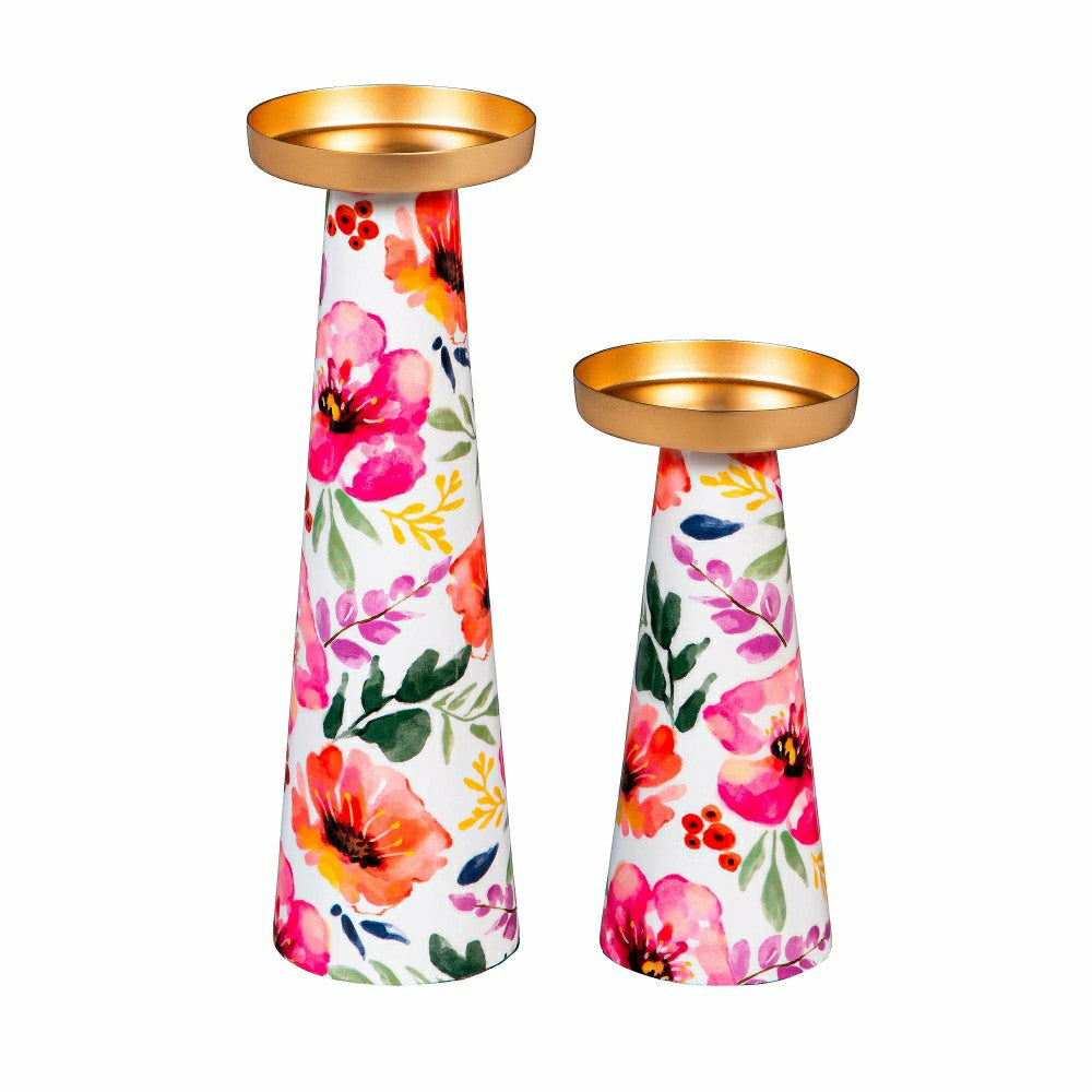 Plow & Hearth Pastels of Nature Metal Candle Holder Set