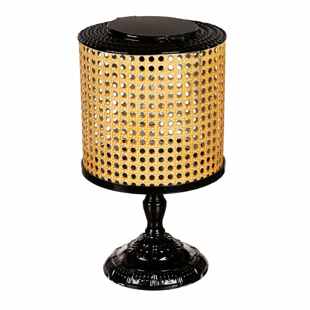 Plow & Hearth LED Table Top Lantern, Faux Cane
