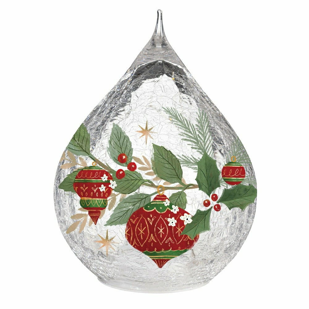 Plow & Hearth Twas The Night LED Table Decor Glass Teardrop, Set of 2