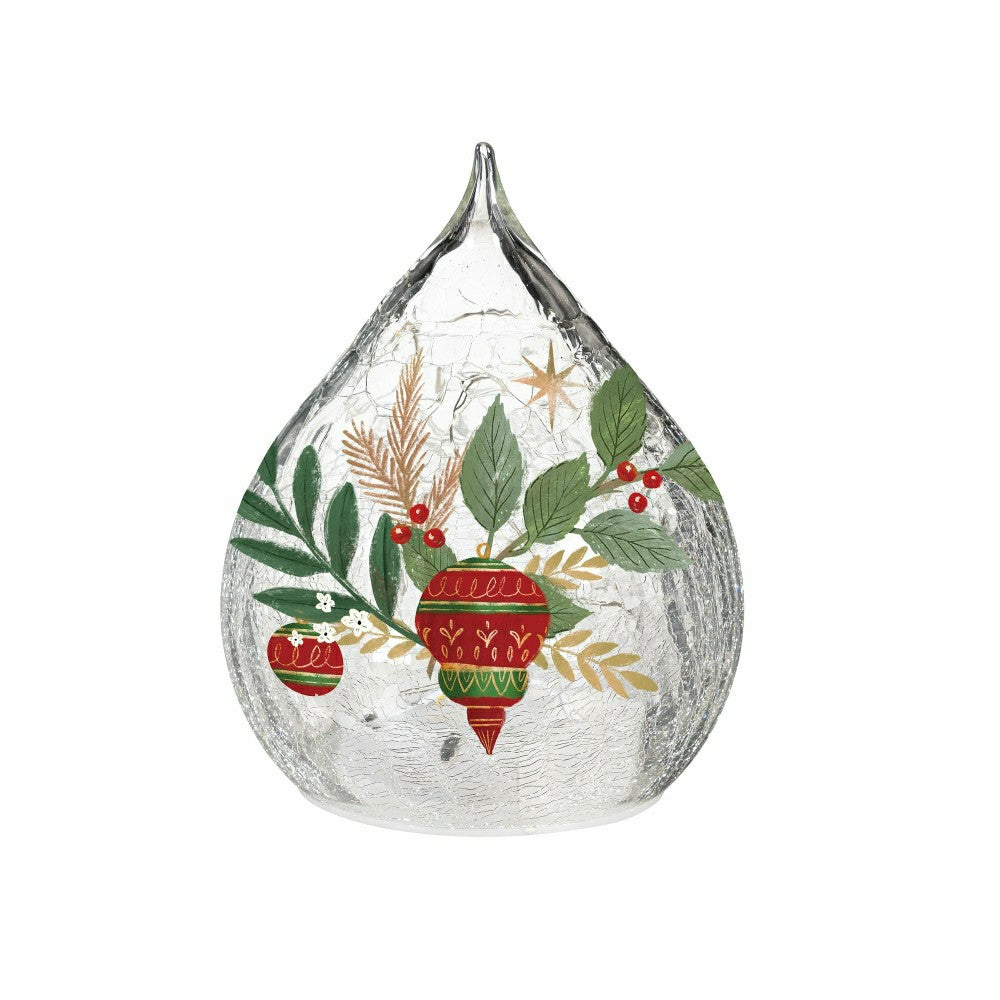 Plow & Hearth Twas The Night LED Table Decor Glass Teardrop, Set of 2