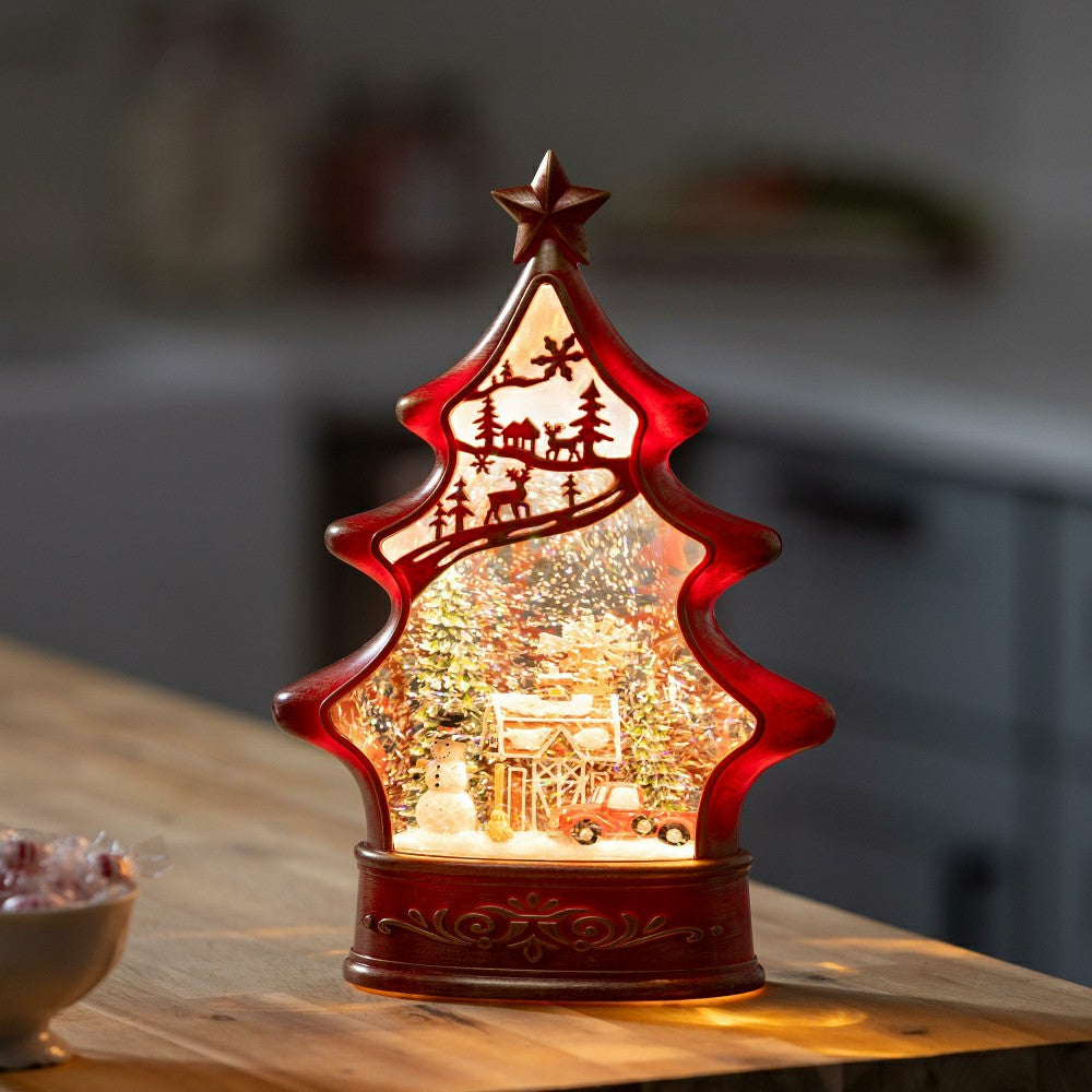 Plow & Hearth Sugar & Stripes Bright LED Table Decor Gingerbread Tree Plastic Water