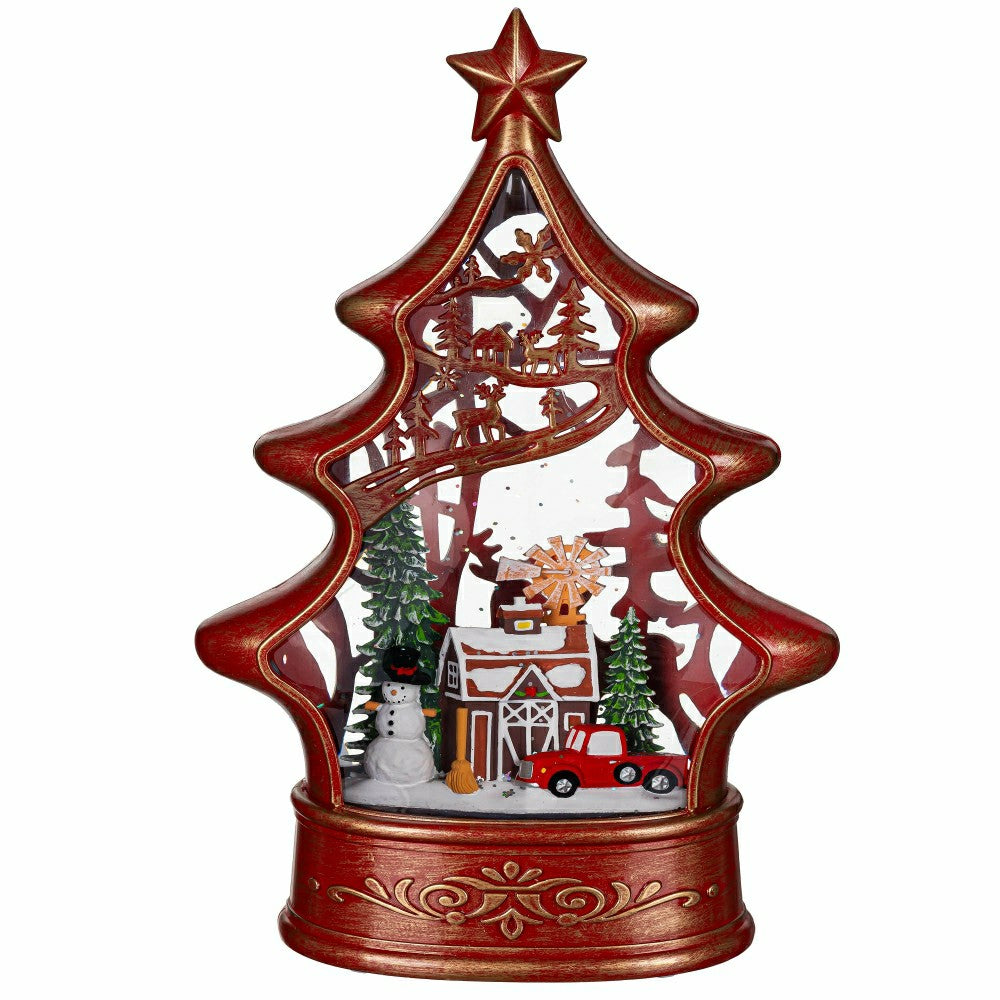 Plow & Hearth Sugar & Stripes Bright LED Table Decor Gingerbread Tree Plastic Water