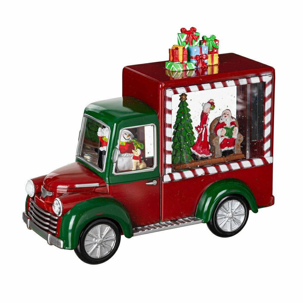 Plow & Hearth Sugar & Stripes Bright LED Table Decor Santa and Mrs. Claus in Truck P