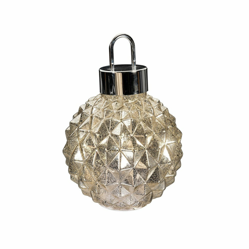 Plow & Hearth Season to Sparkle LED Table Decor Ornament Shaped Rotating Glass, 12.2