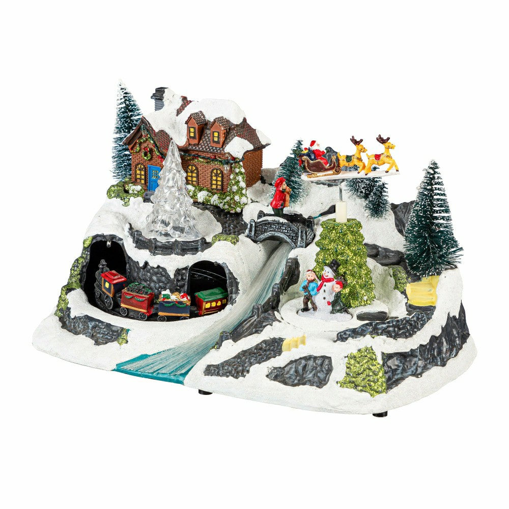 Plow & Hearth Heartfelt Cheer LED Table Decor Plastic Christmas Winter Scene, Motion