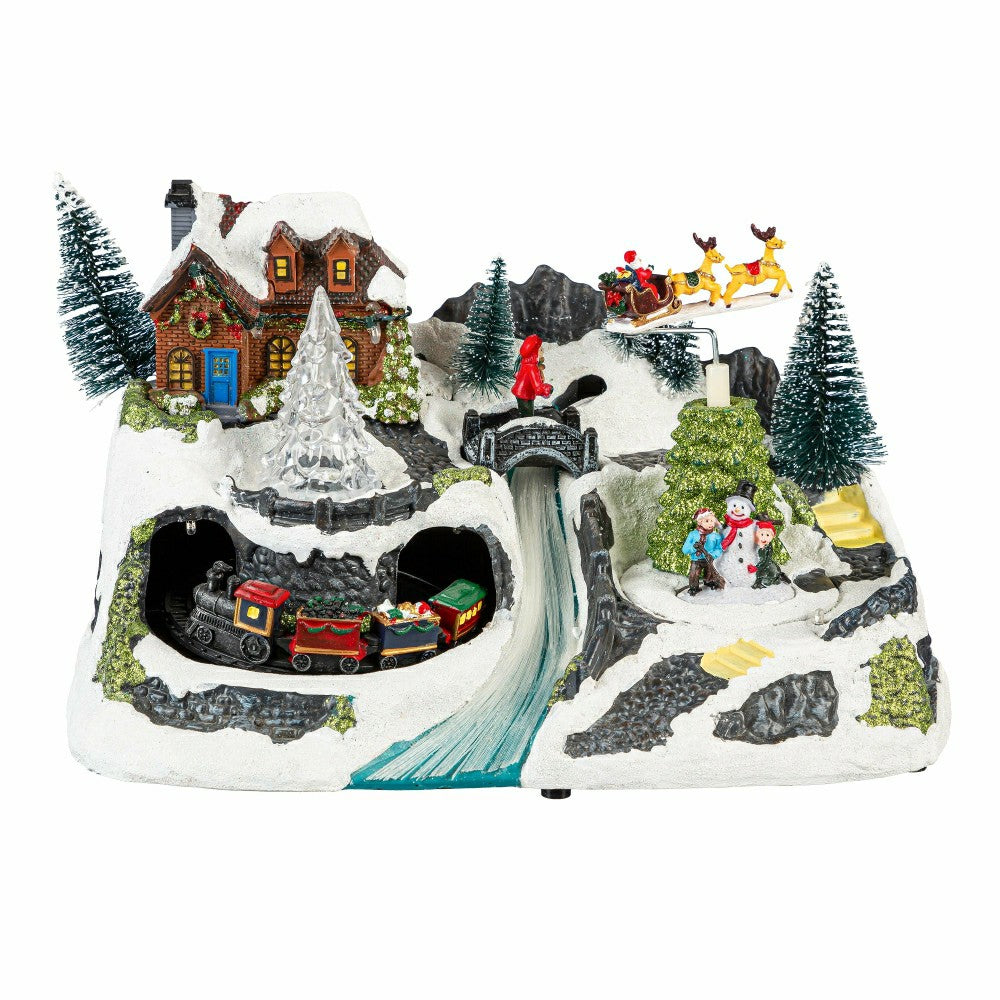Plow & Hearth Heartfelt Cheer LED Table Decor Plastic Christmas Winter Scene, Motion