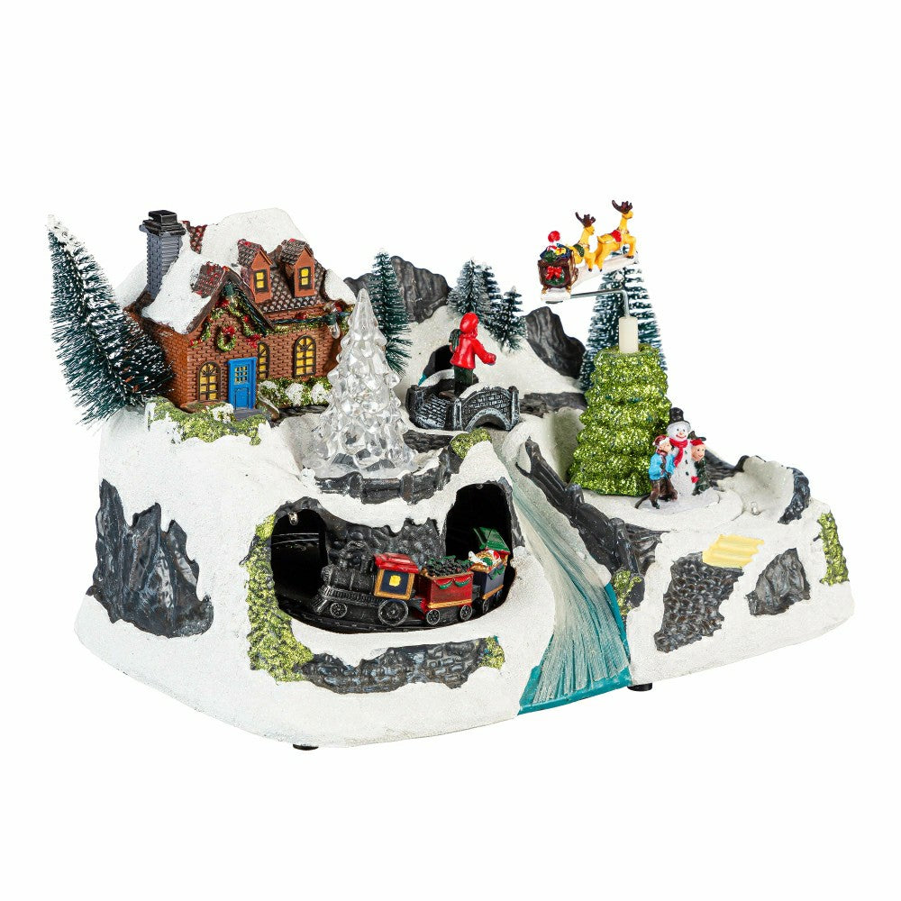 Plow & Hearth Heartfelt Cheer LED Table Decor Plastic Christmas Winter Scene, Motion