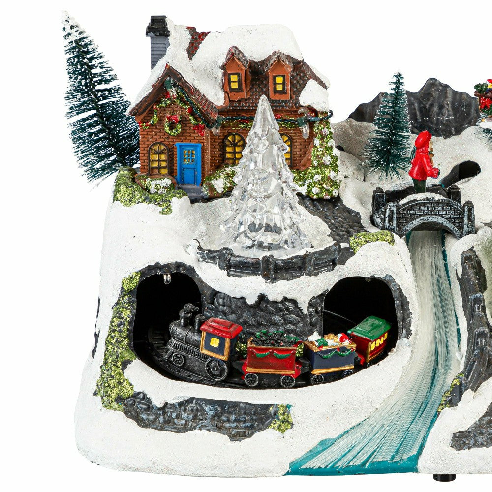Plow & Hearth Heartfelt Cheer LED Table Decor Plastic Christmas Winter Scene, Motion