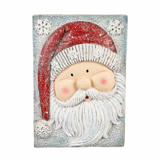 Plow & Hearth Heartfelt Cheer Indoor Wall Decor, LED MGO Textured Wall, Santa