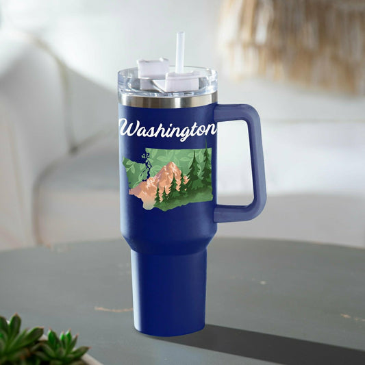 Plow & Hearth Double Wall Stainless Steel Canyon Cup w/ Straw, 40oz, Gift Box