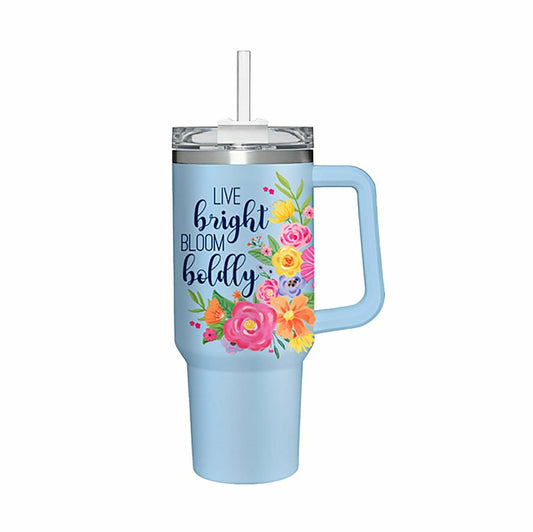 Plow & Hearth Hop Into Spring Tumbler Stainless-Steel Canyon Cup w/ Straw, Live Brig