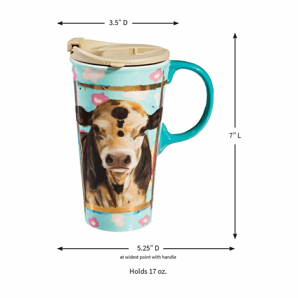 Plow & Hearth Ceramic Travel Cup w/ metallic accents, 17 OZ, Myrtle
