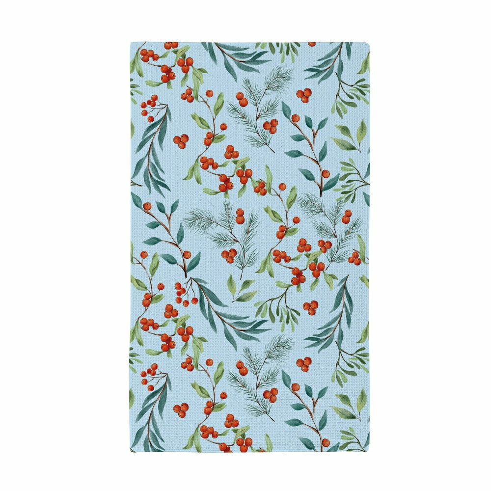 Plow & Hearth Snowbirds Kitchen Towel Quick Dry Waffle Weave Double-Sided, Foliage,
