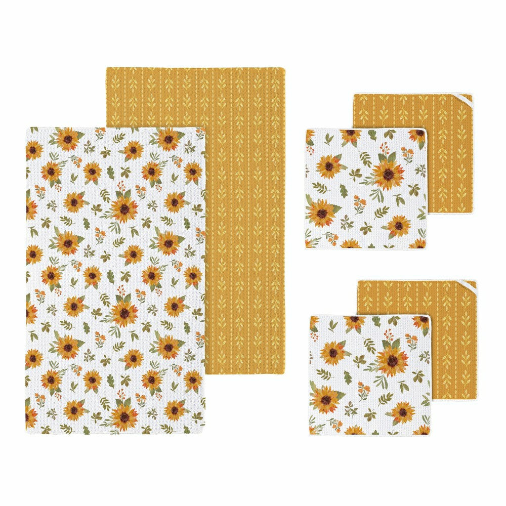 Plow & Hearth VivaStyle Sunflower Fields Kitchen Gift Set Quick Dry, 1pc Towel and 2