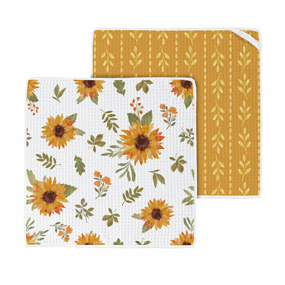 Plow & Hearth VivaStyle Sunflower Fields Kitchen Gift Set Quick Dry, 1pc Towel and 2
